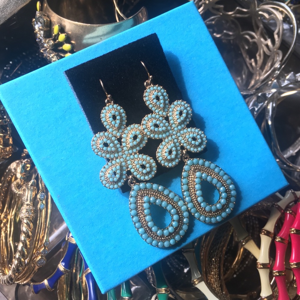 :: S&D Turquoise Capri Chandelier Earrings - Picture 3 of 6